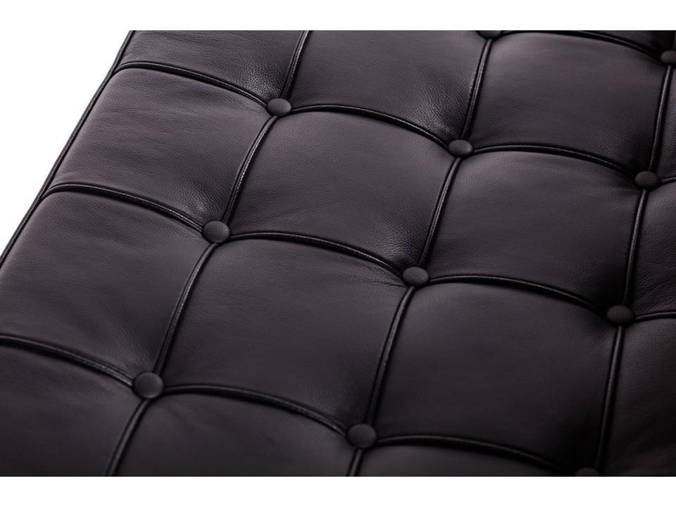 Sofa BARCELON trzyosobowa czarna - włoska skóra naturalna, chrom - King Home
